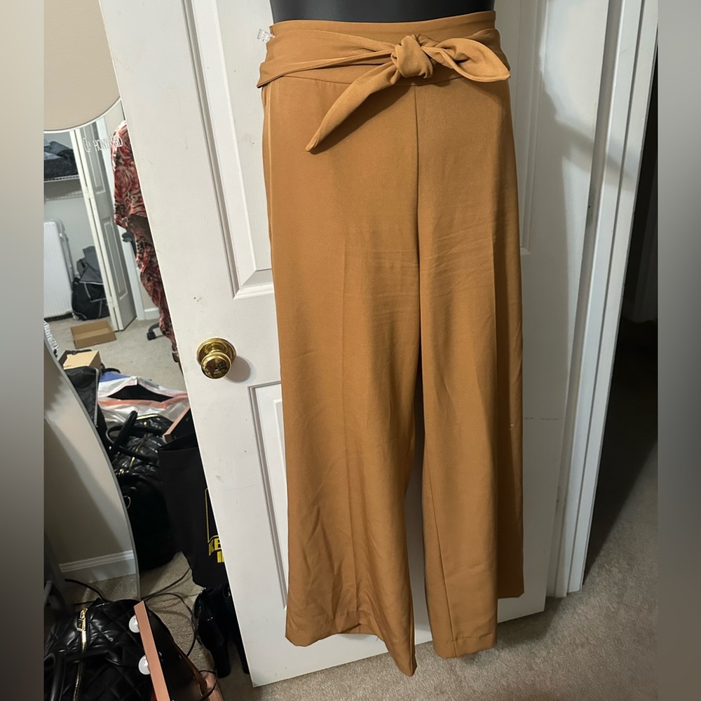 New York & Company Eva Mendes Tie Waist Wide Leg Pants